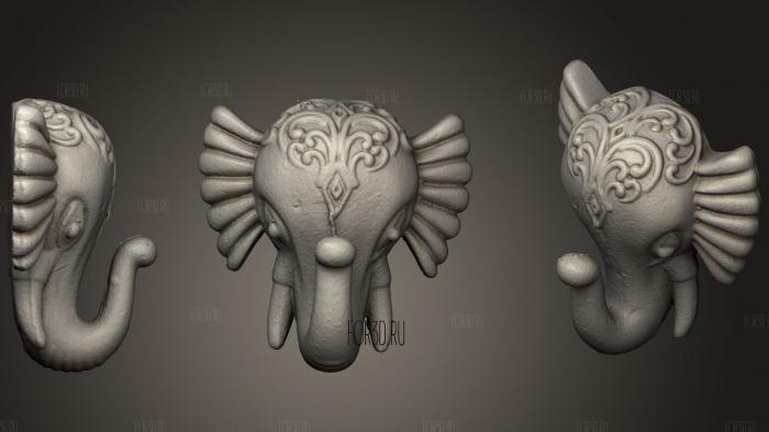 Elephant Indian style stl model for CNC
